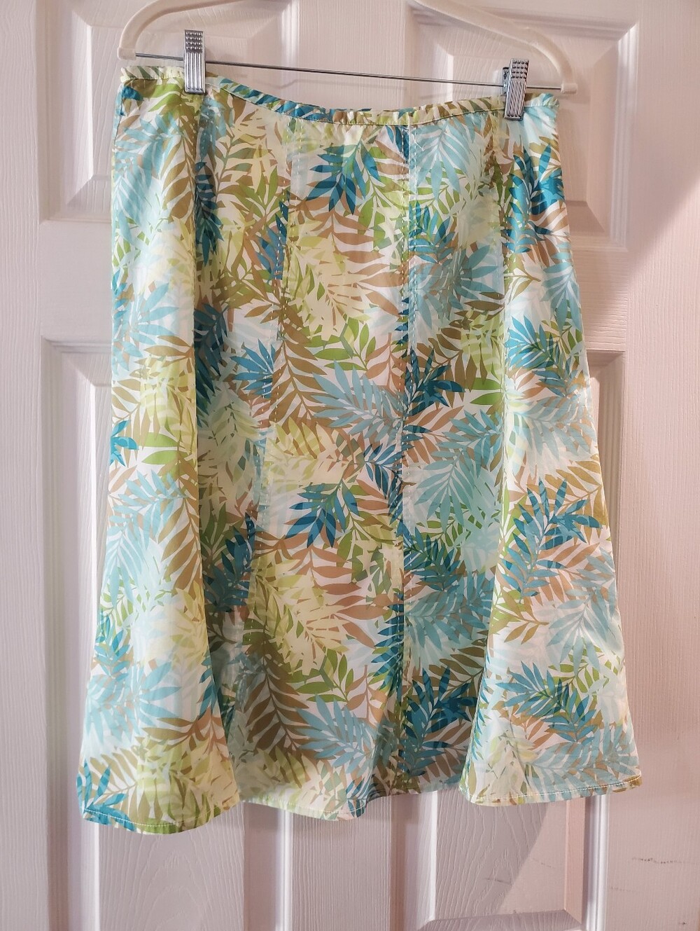 Vintage Eddie Bauer Women's Tropical Print A-Line Skirt - Blue & Green Size 10